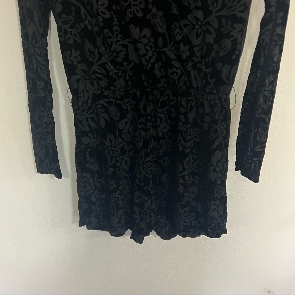 Sailor x Anthropologie Black Velvet Burnout Romper - Picture 5 of 12